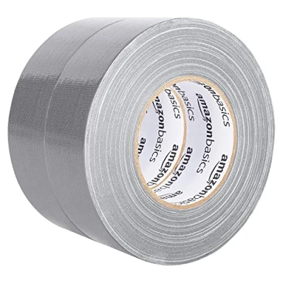 Afbeelding van Amazon Basics linnen lint voor alle gebruik, 5 cm breed x 54,8 m lang, zilverkleurig, 2 rollen