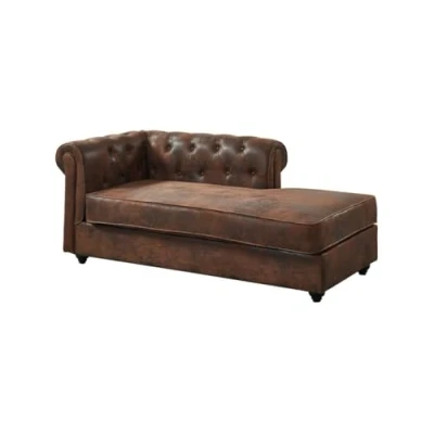 Afbeelding van Chesterfield chaise longue Hoek rechts SHIREL van microvezel met lived in leeraspect L 170 cm x H 73 D 85