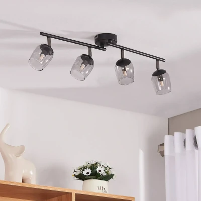 Afbeelding van Lindby buitenspot 4lichts Glas, ijzer H: 19.2 cm G9 rookgrijs, donkergrijs