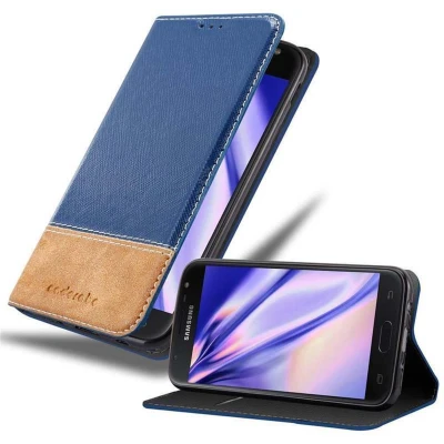 Afbeelding van Cadorabo Hoesje geschikt voor Samsung Galaxy J7 2017 in DONKERBLAUW BRUIN Beschermhoes met magnetische sluiting, standfunctie en kaartvakje Book Case Cover Etui