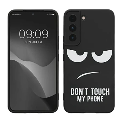 Afbeelding van kwmobile telefoonhoesje geschikt voor Samsung Galaxy S22 Hoesje smartphone in wit / zwart Backcover van TPU Don&#039;t Touch My Phone design