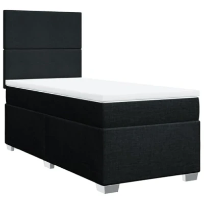 Image de vidaXL Sommier à lattes de lit avec matelas Noir 90x200 cm Tissu