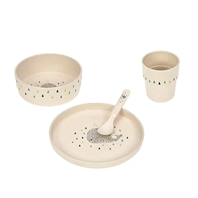 Image de LÄSSIG Set de vaisselle pour enfants (assiette, gobelet, bol, cuillère) sans mélamine, BPA, lave et micro ondes/Dish Little Water Whale