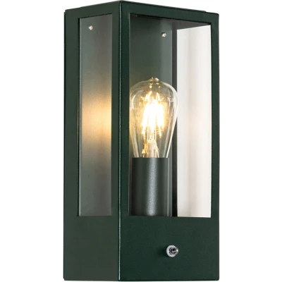 Afbeelding van QAZQA Buiten wandlamp donker groen met schemersensor IP44 Rotterdam