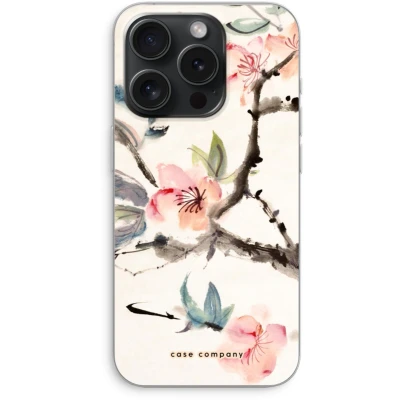Afbeelding van Case Company® hoesje geschikt voor iPhone 15 Pro Japanse bloemen Soft Cover Telefoonhoesje Bescherming aan alle Kanten en Schermrand