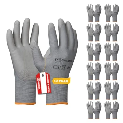Afbeelding van Gebol Micro Flex grijs, werkhandschoenen voor de nodige gevoeligheid, beschermende handschoenen heren, maat XL (maat 10), 12 paar multipack