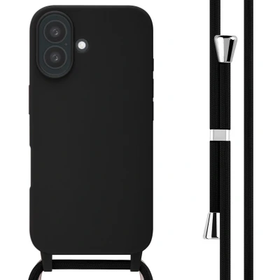 Afbeelding van imoshion hoesje Geschikt voor iPhone 16 met koord Siliconen Zwart