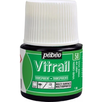 Afbeelding van Glasverf Transparan Glanzend Pebeo Vitrail Transparant 58 vivid green 45 ml