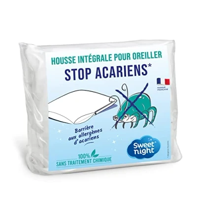 Afbeelding van SWEET NIGHT Hoofdkussenbeschermer tegen mijten, 60 x cm, mijten en bedwantsen, volledige hoes voor kussens met ritssluiting, zonder chemische behandeling