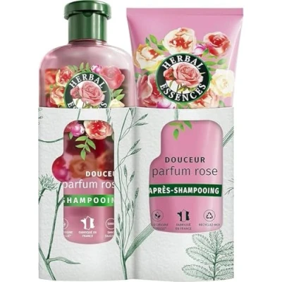 Afbeelding van Herbal Essences Douceur Shampoo 250 ml en conditioner 200 roze geur, voeding voor droog haar. Ingrediënten van natuurlijke oorsprong*, veganistisch