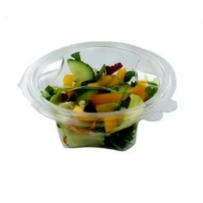 Afbeelding van Saladebakken met Vaste Deksel 500ml Rond + Deksels RPET Transparant 157 x 155 68mm