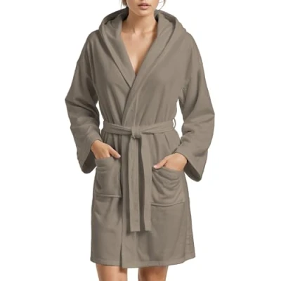Afbeelding van PETTI Artigiani Italiani Badjas voor dames, herenbadjas, badjas, damesbadjas, taupe