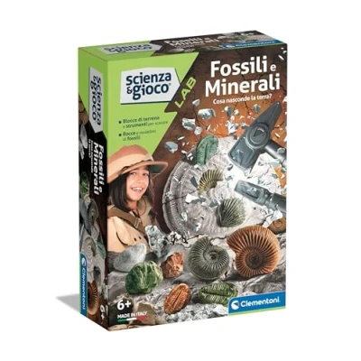 Afbeelding van Clementoni Science Lab Mineralen fossielenset om te graven, stenen, wetenschappelijk spel 6 jaar, paleontologie voor kinderen, mineralogie, laboratorium in het Italiaans, gemaakt Italië,