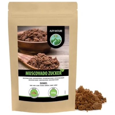 Image de Alpi Nature Sucre Muscovado Noir 500g, de Canne Brut non Raffiné, Édulcorant Naturel