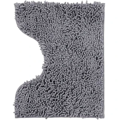 Afbeelding van Badmat van microvezel, badkamermat, U vorm toiletmat, 40 x 50 cm, zacht, antislip, donkergrijs