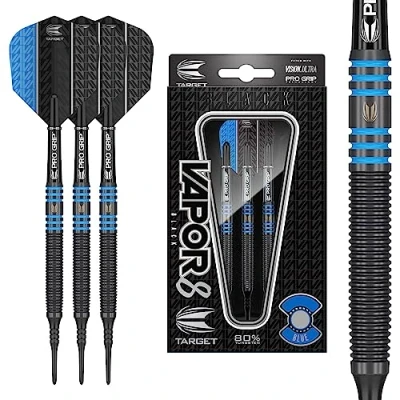 Afbeelding van Target Vapor 8 Black Blue 80% Soft Tip Dartpijlen 18 Gram