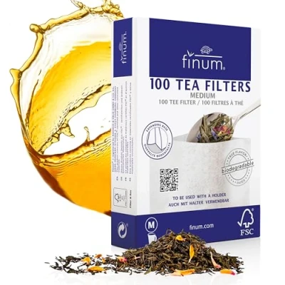 Afbeelding van Finum Theefilters van natuurlijke vezels, wit, maat M, tot 6 kopjes, 100 x 130 mm, stuks