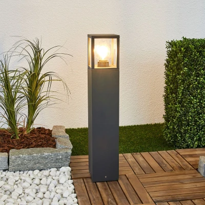 Afbeelding van Lucande Tuinpad verlichting 1licht drukgegoten aluminium, glas H: 65 cm E27 grafietgrijs, helder