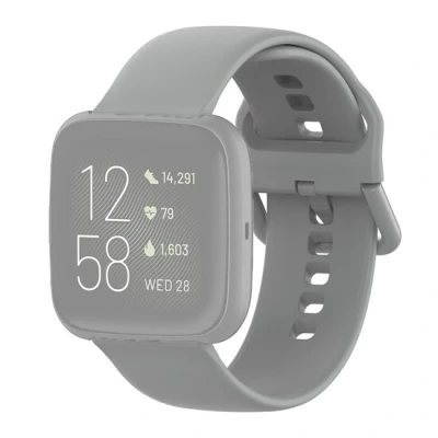Afbeelding van Fitbit Versa 1 / 2 &amp; Lite siliconen sportbandje met gespsluiting Grijs Maat: Large