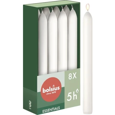 Afbeelding van Bolsius witte dinerkaarsen 170/20 set 8 stuks (6 uur) cloudy white
