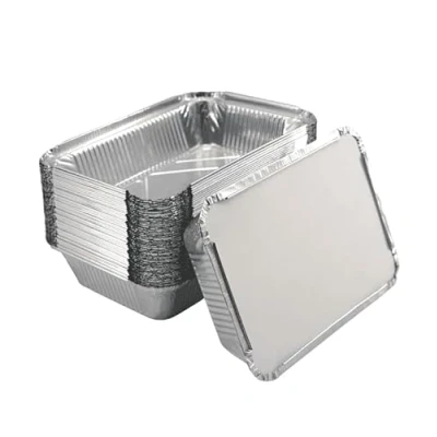Afbeelding van KURTT 911L aluminium container met deksel 100 stuks 901 cc Prep meal Fitness Salade Maaltijden Take Away Wegwerp containers Kapsalon bakken