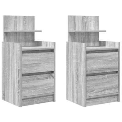 Afbeelding van vidaXL Nachtkastjes met 2 lades st 38x34x80 cm grijs sonoma