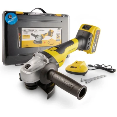 Afbeelding van Powerplus POWXB20050 Accu haakse slijper 20V 125mm schijfdiameter Brushless Incl. 4.0Ah en lader Excl. slijpschijf