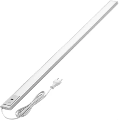 Afbeelding van Oktaplex Riva Onderbouwlamp, led, 90 cm, verstelbaar, warmwit, 730 lm, plat, keukenverlichting met sensor, lage kast, 10 W, zilver