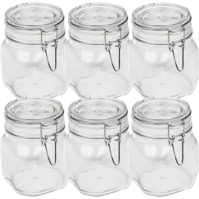 Afbeelding van Voedselopslagcontainer Bormioli Rocco Fido Transparant Glas (75 cl) (6 Stuks)