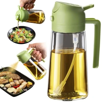 Afbeelding van TrendPlain 2 in 1 olijfoliedispenser voor de keuken, en oliesproeier, 470 ml olijfoliefles, oliesproeier