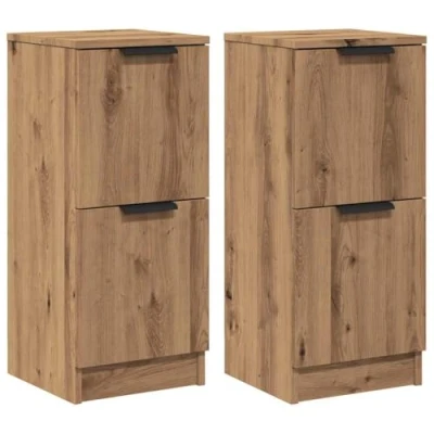 Image de vidaXL Buffets 2 pcs chêne artisanal 30x30x70 cm bois d&#039;ingénierie856954