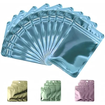 Afbeelding van Rimiko 100 stuks, kleurrijke luchtdichte ritszakken, kleine plastic zakken. Ziplock hersluitbare zakken voor verpakkingsmonsters. Detailhandel en kruidenierswaren, metallic blauw, 8 x 13 cm