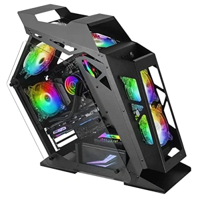 Afbeelding van Mars Gaming MC61, pc behuizing voor gaming, compact, Micro ATX, 4 ventilatoren, 12 cm, ARGB chroom, dubbele beglazing van gehard glas, zwart