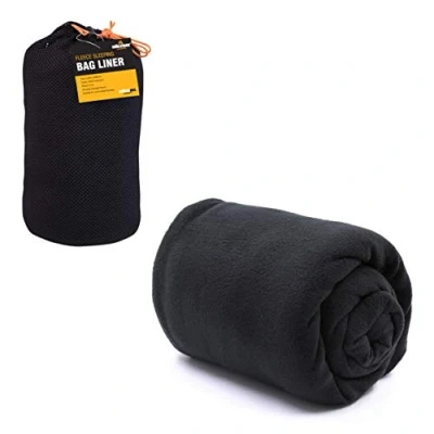 Afbeelding van Milestone Camping Fleece slaapzak, comfort en warmte, compact draagbaar, onderhoudsvriendelijk, zwart, 220 x 85 cm, 26020