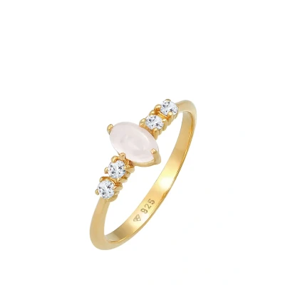 Afbeelding van Elli PREMIUM Ring Dames Ovale Verloving Elegant Fonkelend met Roze Kwarts en Topaas in 925 Sterling Zilver