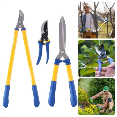 Afbeelding van Cheqo Tuingereedschapset Snoeigereedschap Set 3 delige Takkenschaar Snoeischaar Heggenschaar Ergonomische Handgrepen Afglijdbeveiliging Inwendige Veer Tuinwerkzaamheden Tuingereedschap voor Tuinliefhebbers Tuinonderhoud