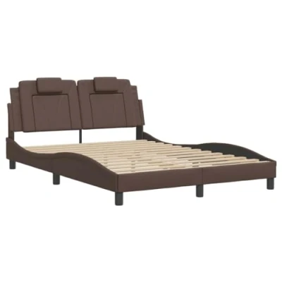 Afbeelding van vidaXL Bedframe met hoofdbord kunstleer bruin 140x190 cm