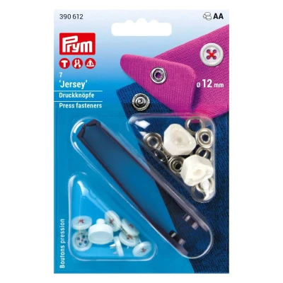 Afbeelding van Prym 390612 VA naadloze jersey drukknop 14 mm wit/rood