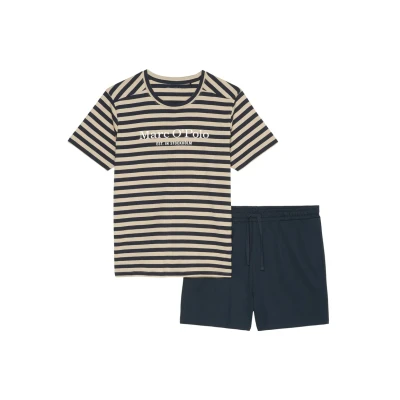 Afbeelding van Marc O&#039;Polo Natural SET Pyjama, Heren, Maat: Small, Jonesboro cream dark navy