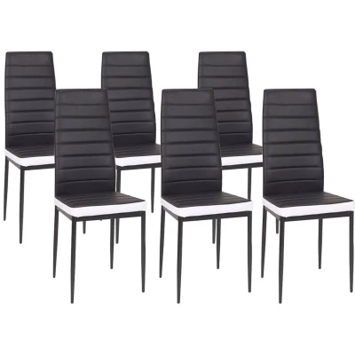 Image de Lot de 6 chaises ROMANE noires bandeau blanc pour salle à manger