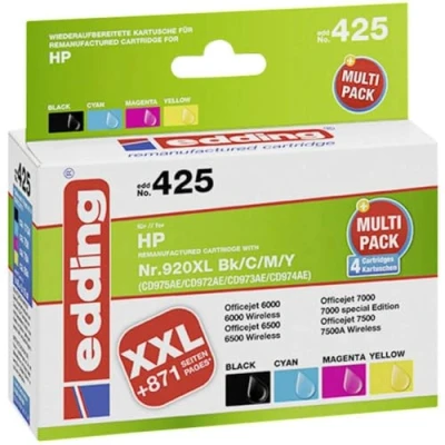 Afbeelding van Edding Inktcartridge vervangt HP 920, 920XL Compatibel Combipack Zwart, Cyaan, Magenta, Geel 18 425