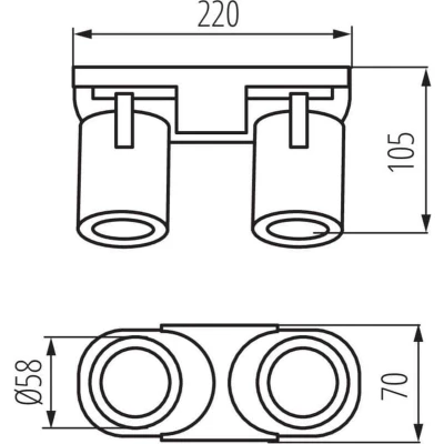 Afbeelding van Kanlux S.A. LED GU10 plafond wandspot zwart Dubbelvoudig voor 2 spots