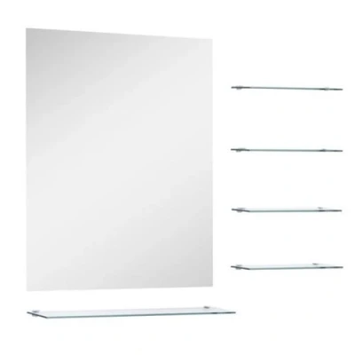 Afbeelding van vidaXL Wandspiegel met 5 schappen 50x60 cm zilverkleurig