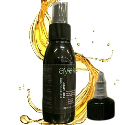 Afbeelding van HERMOSISIMO Verlengingsverwijderaar, 100 ml, met voedende arganolie, verwijdert voorzichtig plakstrips en kleefpunten