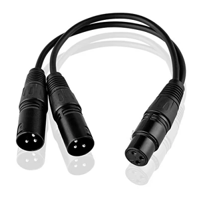 Afbeelding van SIENOC 0.3M XLR Mannelijk/Vrouwelijk naar Vrouwelijk/Mannelijke Kabel Microfoon 3 &#039;Pro Cord Splitter Serie Y Cable (XLR(F) (M) x 2, Zwart