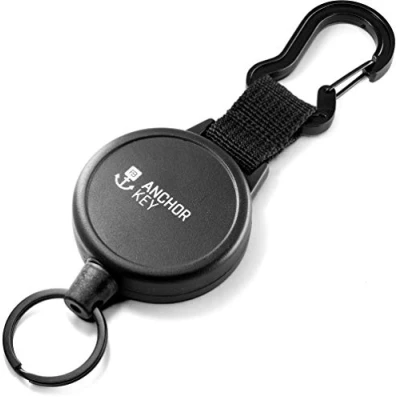 Afbeelding van FABACH Sleutelrol sleutelhanger uittrekbaar, Jojo sleutelband met staalkabel, intrekbare kaarthouder ID clip sleutel rits en skikaartenhouder voor broek riem, Sport/Pro (heavy use)