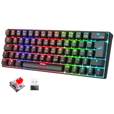 Afbeelding van Spirit Of Gamer XPERT K200 Draadloos gaming toetsenbord &amp; Bluetooth RGB KL AZERTY ultra compact 60% mechanische rode schakelaars anti ghosting compatibel met Windows, smartphone en tablet