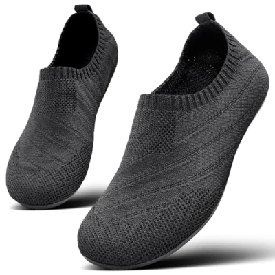Afbeelding van Sosenfer Comfortabele pantoffels voor dames en heren, antislip, platte pantoffels, uniseks, zwart.