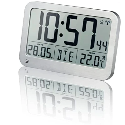 Afbeelding van Bresser MyTime Wand en Tafelklok met LCD scherm Zilver 225x150mm