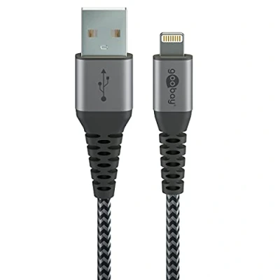 Afbeelding van Goobay 8 pins Lightning naar USB A kabel USB2.0 tot 12W / nylon 1 meter